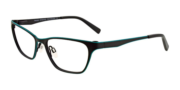 Takumi TK949 Eyeglasses with Clip-on Sunglasses | Size 52 / Satin Black & Turquoise