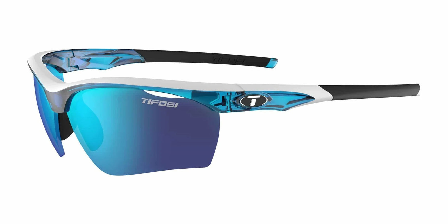 The Tifosi Optics VERO Sunglasses in Skycloud/Interchange feature blue reflective lenses and a branded logo, perfect for multi-sport activities. Designed to fit smaller faces comfortably while providing stylish protection. The Tifosi Optics VERO Sunglasses in Skycloud/Interchange feature blue reflective lenses and a branded logo, perfect for multi-sport activities. Designed to fit smaller faces comfortably while providing stylish protection.