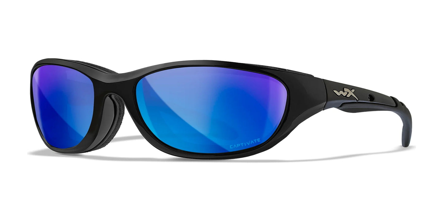 Wiley X AIRRAGE Sunglasses Gloss Black / CAPTIVATE™ Polarized Blue Mirror