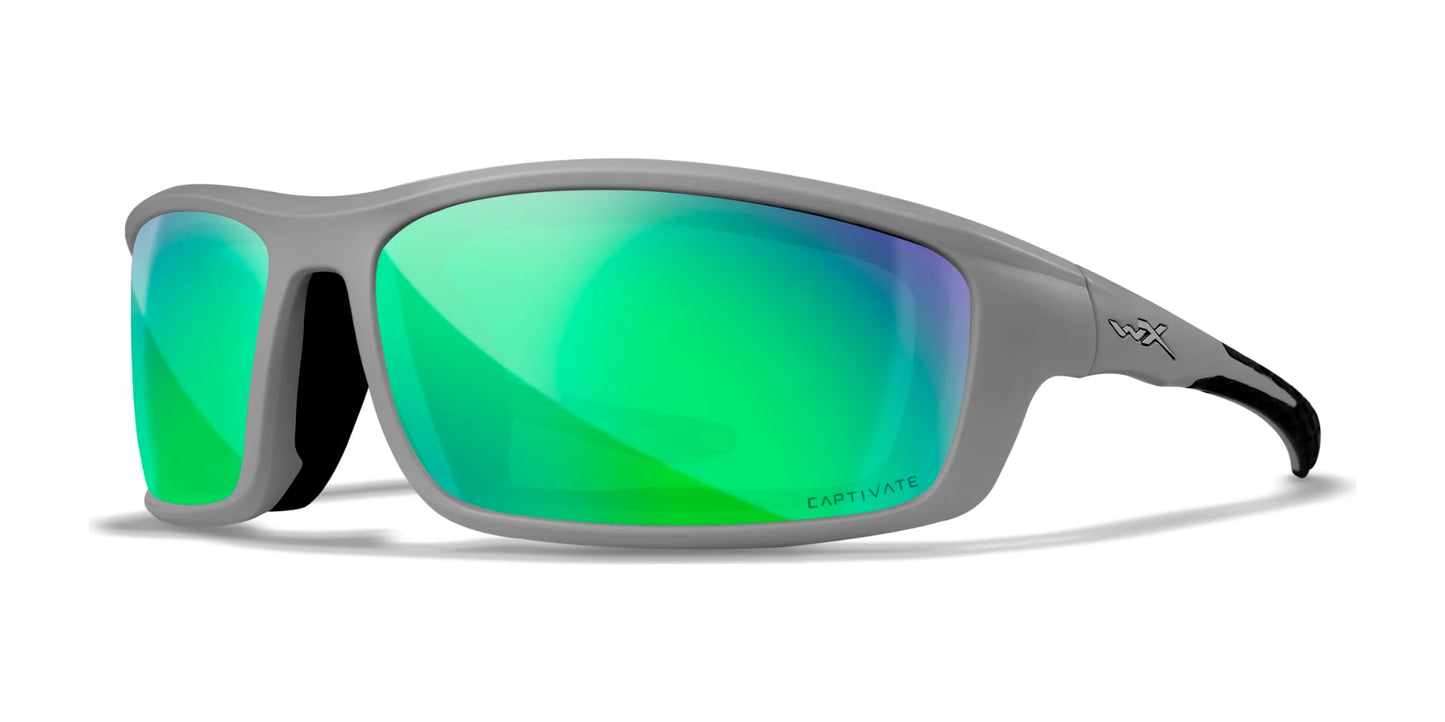 Wiley X GRID Sunglasses Matte Grey / CAPTIVATE™ Polarized Green Mirror