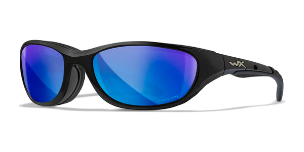 Wiley X AIRRAGE Safety Glasses | Size 61 / Gloss Black / CAPTIVATE™ Polarized Blue Mirror