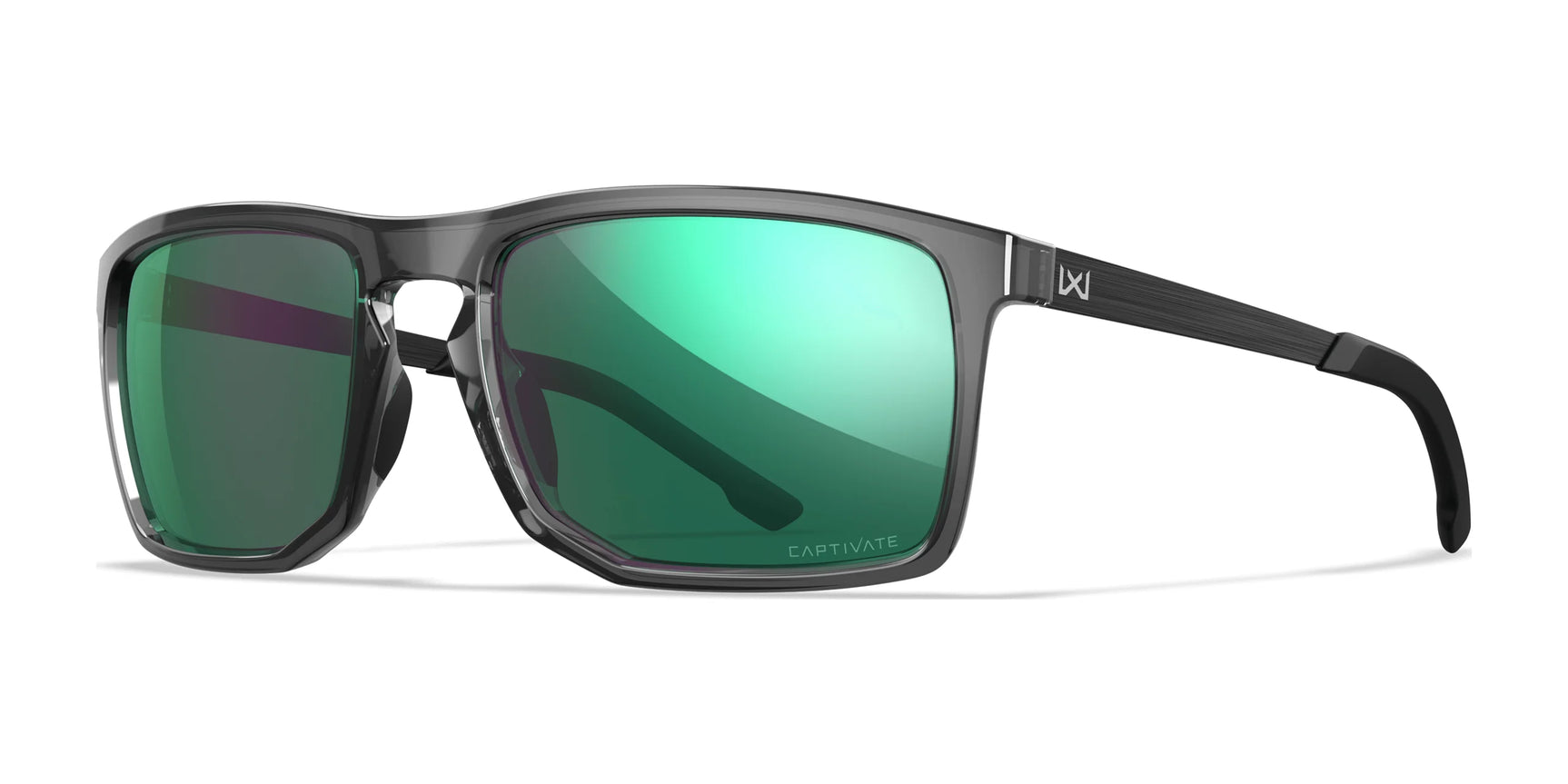 Wiley X AXE Sunglasses Gloss Crystal Grey / CAPTIVATE™ Polarized Green Mirror Wiley X AXE Sunglasses Gloss Crystal Grey / CAPTIVATE™ Polarized Green Mirror