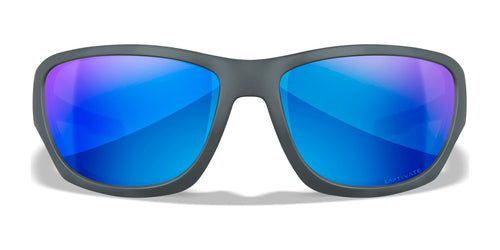 Wiley X CLIMB Sunglasses / Size 66 / Matte Grey / CAPTIVATE™ Polarized Blue Mirror