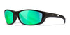 Wiley X P-17 Safety Glasses | Size 61 / Gloss Black / CAPTIVATE™ Polarized Green Mirror