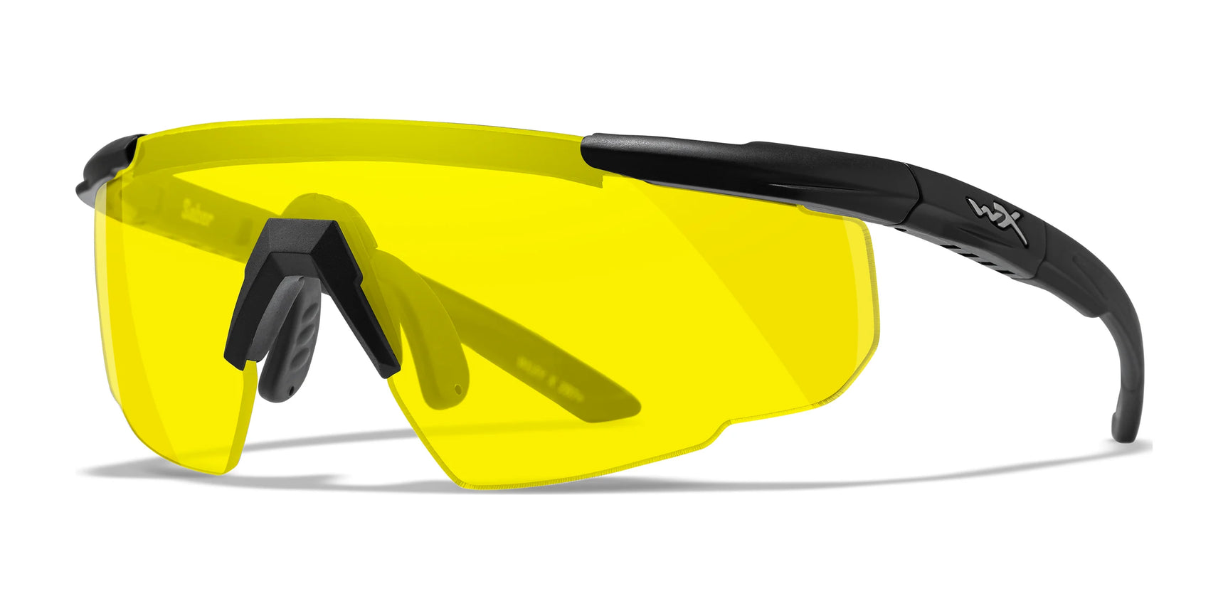 Wiley X SABER Safety Glasses Matte Black / Pale Yellow Shields Wiley X SABER Safety Glasses Matte Black / Pale Yellow Shields