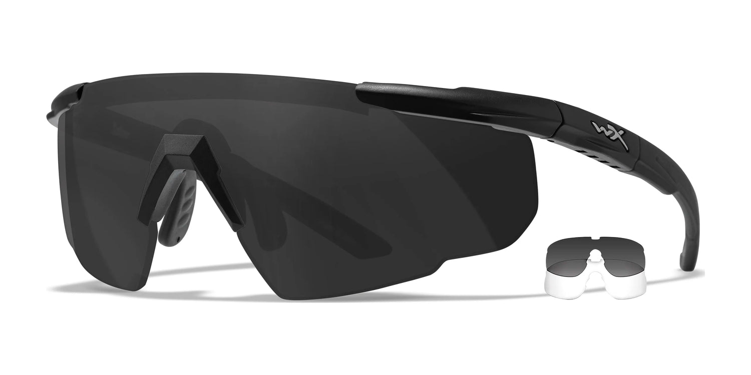 Wiley X SABER Safety Glasses Matte Black / 2 Lens Pack (Grey, Clear) w/ Rx Insert Wiley X SABER Safety Glasses Matte Black / 2 Lens Pack (Grey, Clear) w/ Rx Insert