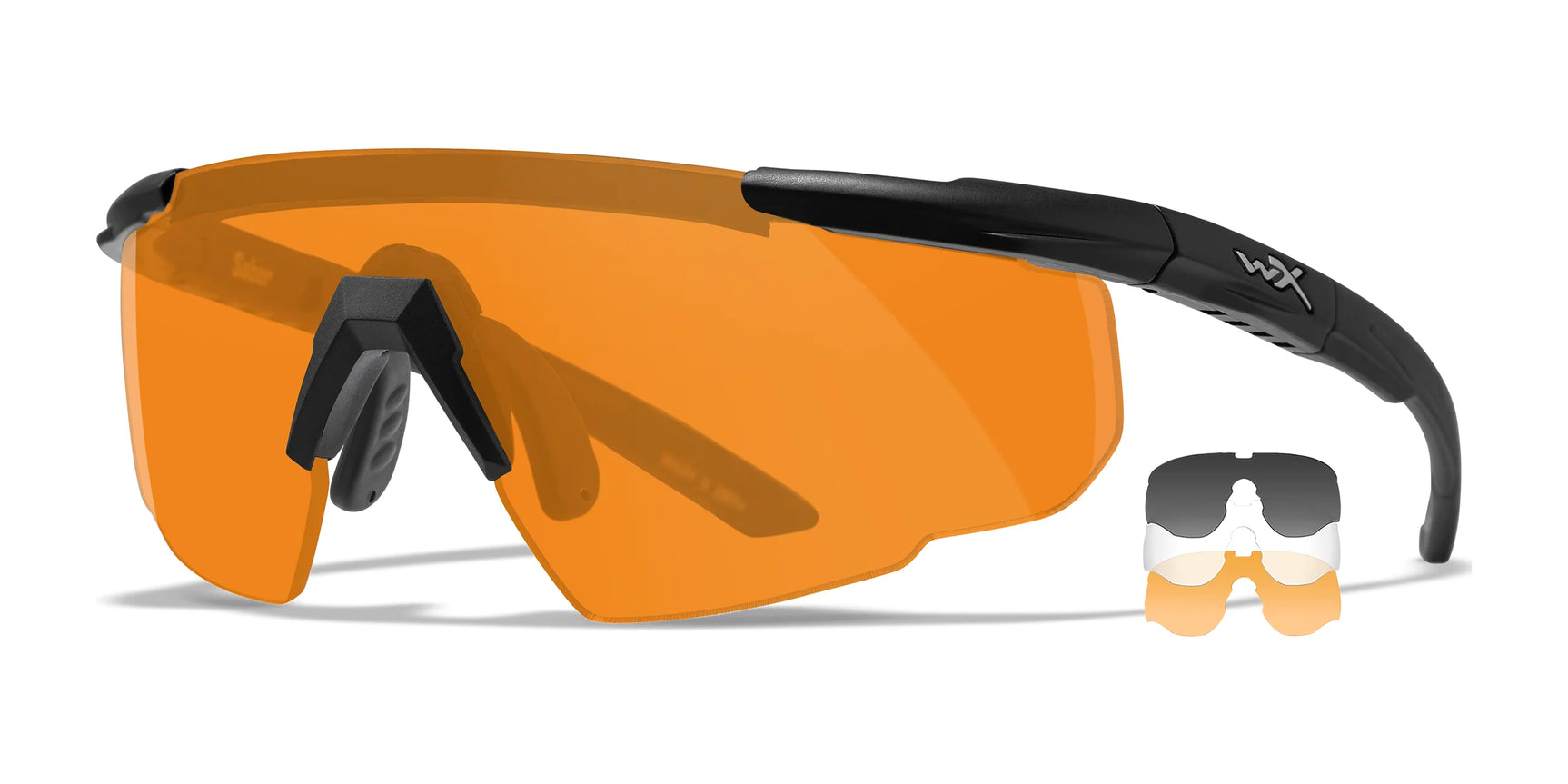 Wiley X SABER Safety Glasses Matte Black / Smoke Grey / Clear / Light Rust Shields Wiley X SABER Safety Glasses Matte Black / Smoke Grey / Clear / Light Rust Shields