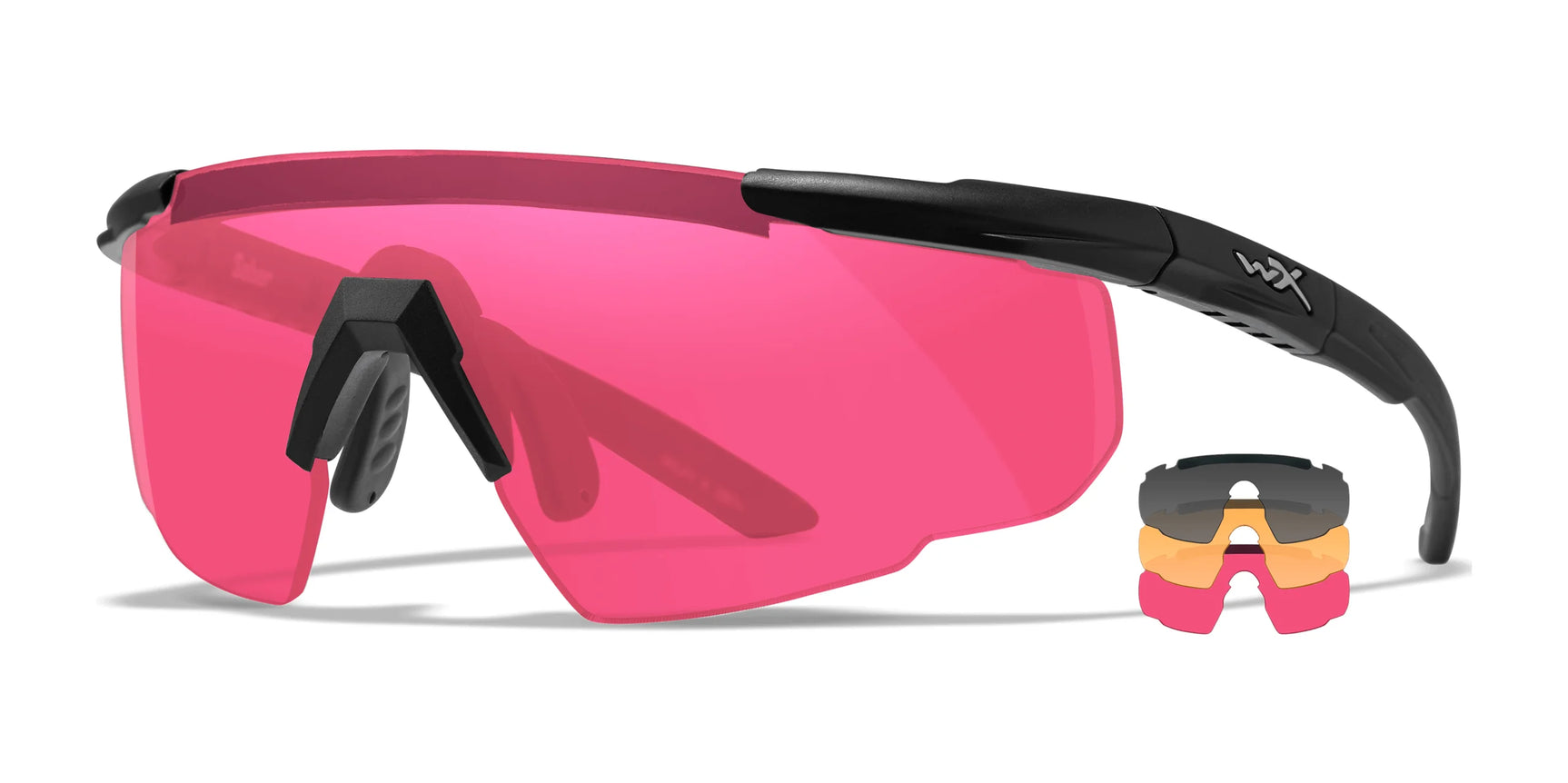 Wiley X SABER Safety Glasses Matte Black / 3 Lens Pack (Vermillion, Orange, Grey) w/ Rx Insert Wiley X SABER Safety Glasses Matte Black / 3 Lens Pack (Vermillion, Orange, Grey) w/ Rx Insert