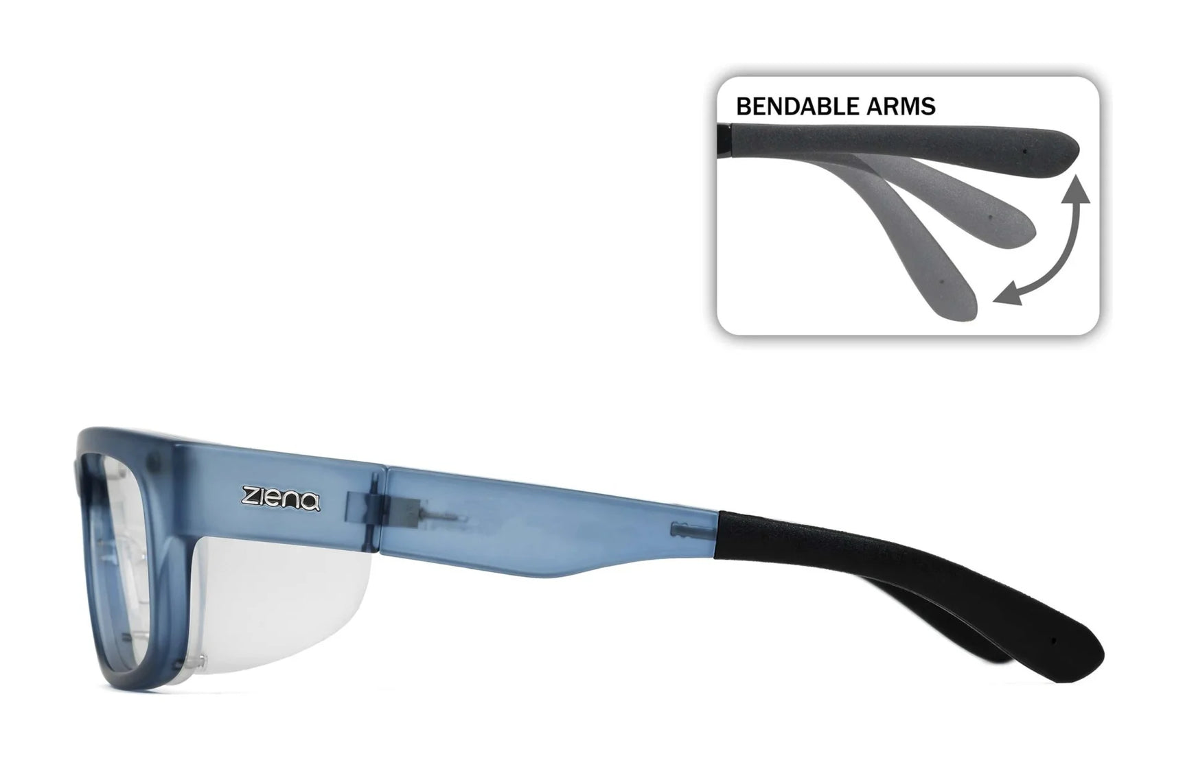 Ziena Kai Sunglasses | Size 52: Featuring blue frames, bendable arms, and polarized lenses for crystal-clear vision and UV protection; shown in close-up. Ziena Kai Sunglasses | Size 52: Featuring blue frames, bendable arms, and polarized lenses for crystal-clear vision and UV protection; shown in close-up.