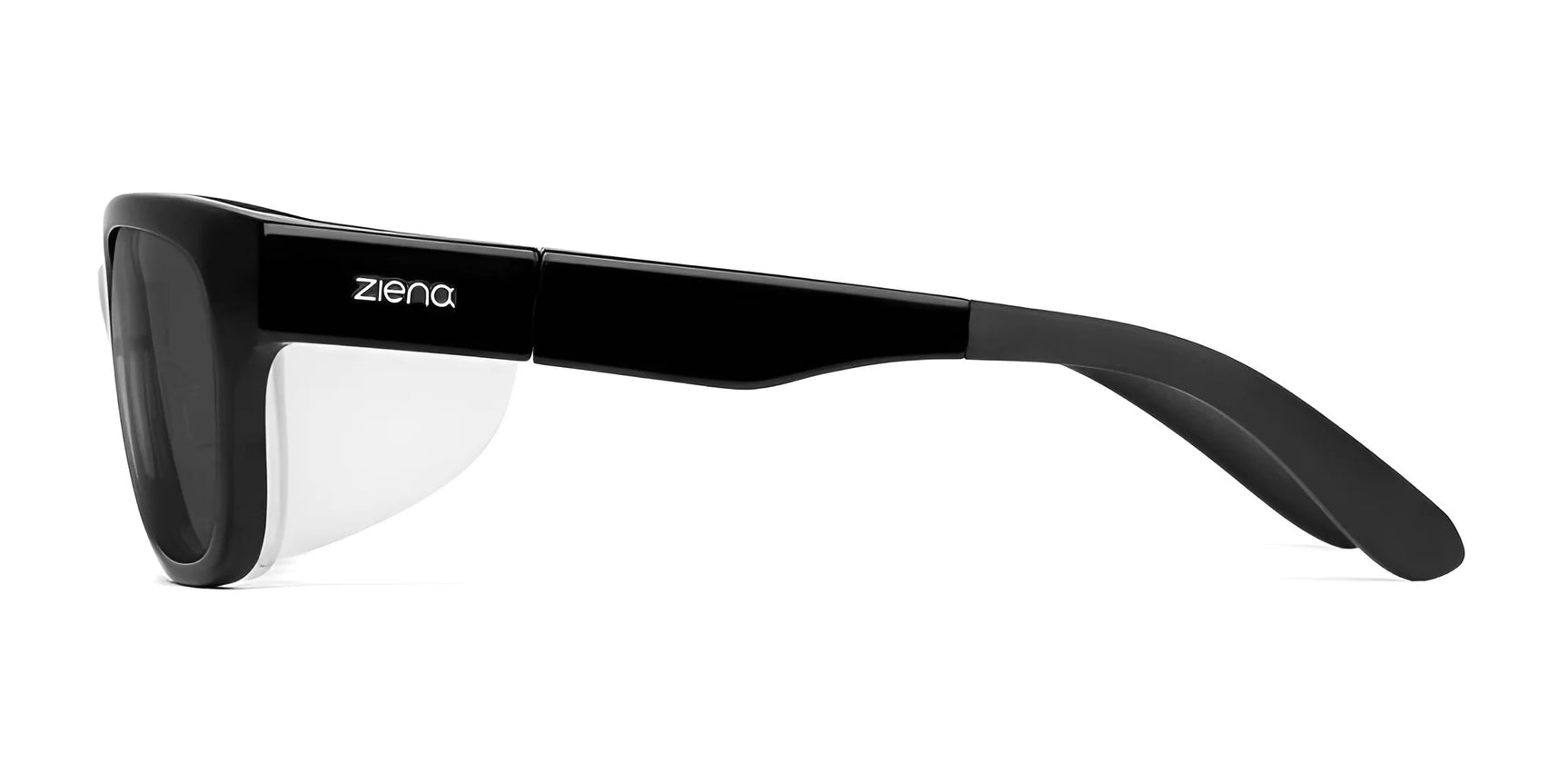 Ziena Marina Sunglasses, Size 56, are a fashionable accessory with black wraparound frames and side shields. The "Ziena" logo is elegantly displayed on the frame, complementing the UV-blocking lenses for optimal protection and style. Ziena Marina Sunglasses, Size 56, are a fashionable accessory with black wraparound frames and side shields. The "Ziena" logo is elegantly displayed on the frame, complementing the UV-blocking lenses for optimal protection and style.