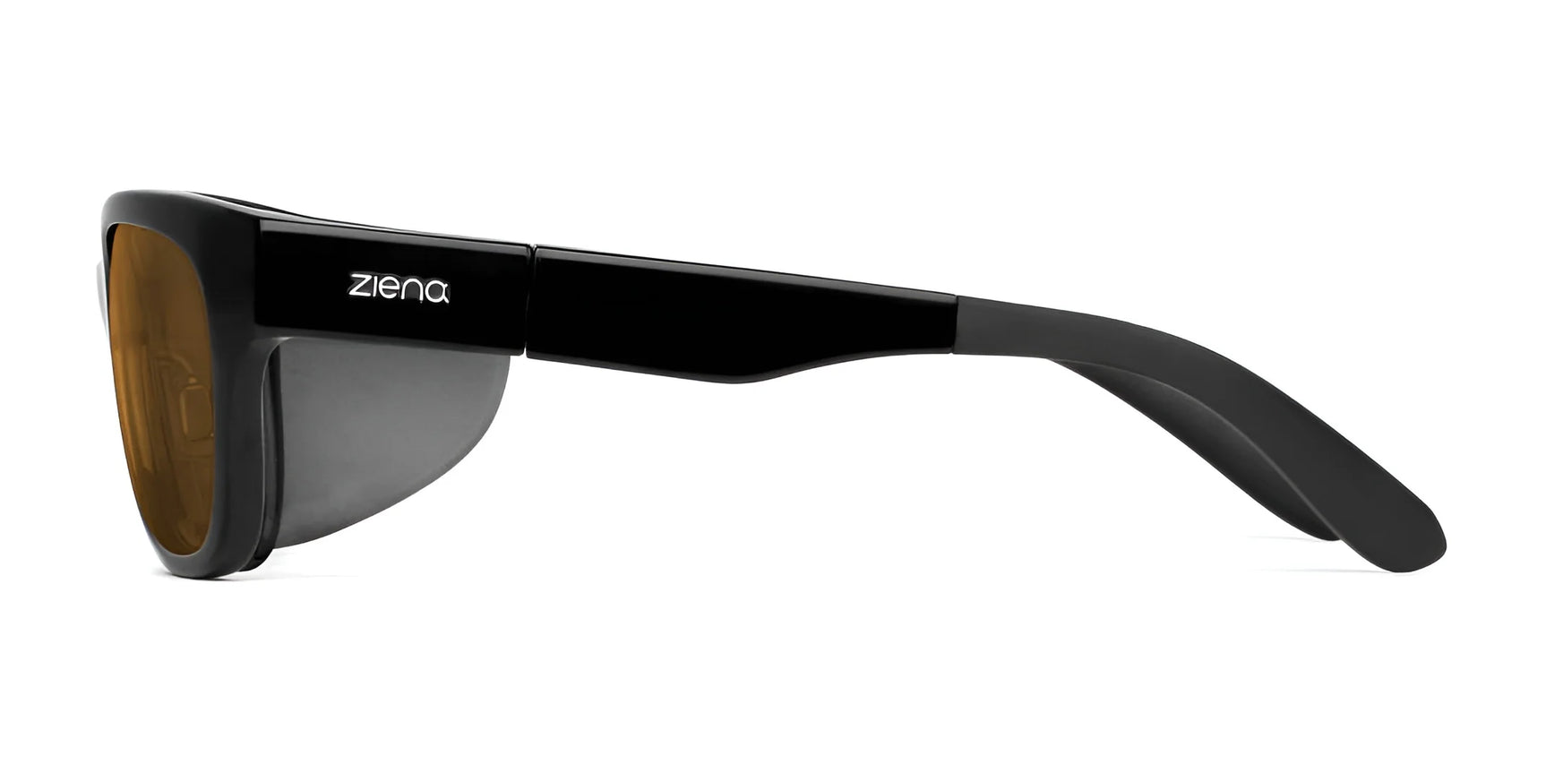 The Ziena Marina Sunglasses, Size 56, are a stylish accessory with black frames and side protection, offering UV-blocking brown lenses and the iconic "Ziena" logo on the temple. The Ziena Marina Sunglasses, Size 56, are a stylish accessory with black frames and side protection, offering UV-blocking brown lenses and the iconic "Ziena" logo on the temple.