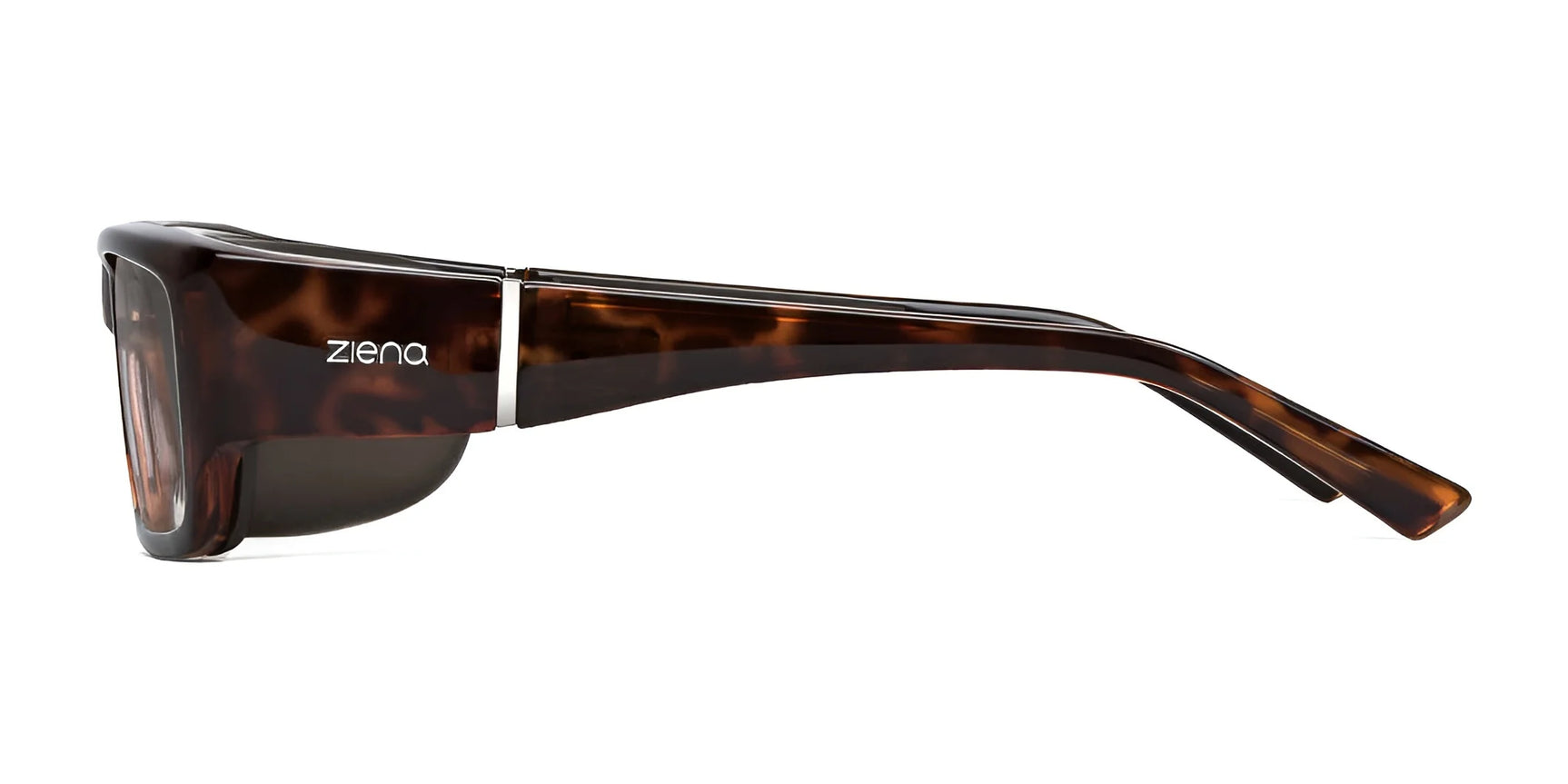 The Ziena Nereus Eyeglasses in size 55 are stylish brown tortoiseshell sunglasses with thick frames and the brand name on the side. They feature Optical Clarity Lenses for clear vision and provide UVA+UVB sun protection. The Ziena Nereus Eyeglasses in size 55 are stylish brown tortoiseshell sunglasses with thick frames and the brand name on the side. They feature Optical Clarity Lenses for clear vision and provide UVA+UVB sun protection.