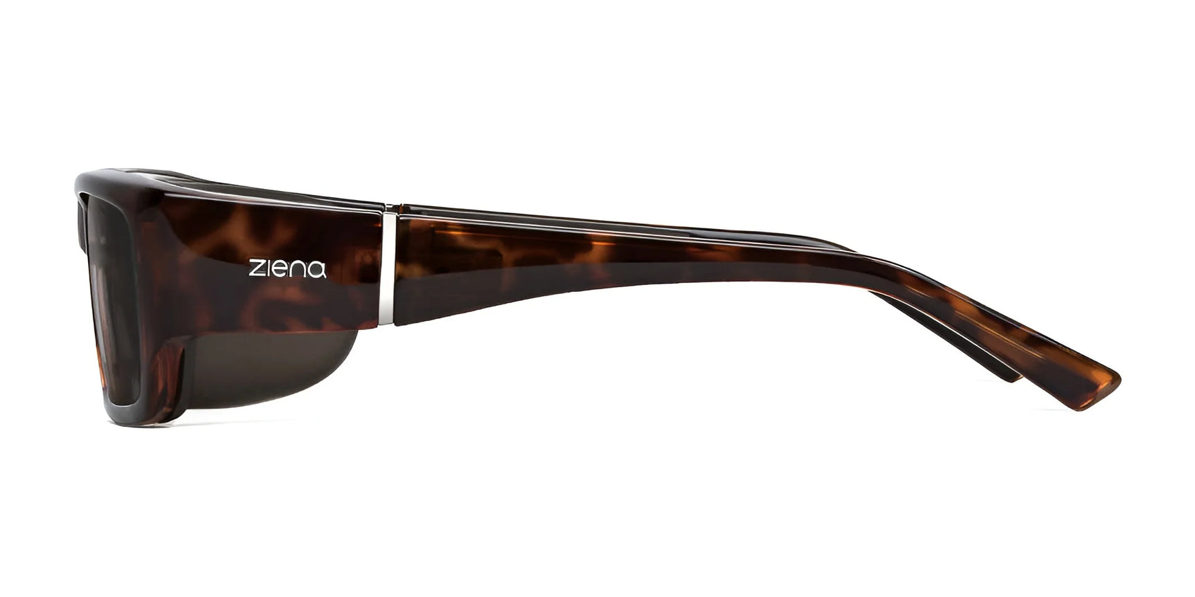 Side view of Ziena Nereus Sunglasses (Size 55) with dark lenses, ensuring optical clarity and UVA UVB protection, featuring the "Ziena" logo on the temple. Side view of Ziena Nereus Sunglasses (Size 55) with dark lenses, ensuring optical clarity and UVA UVB protection, featuring the "Ziena" logo on the temple.