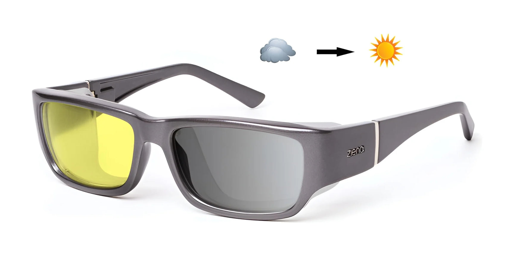Ziena Nereus Sunglasses Titan / Contrast Photochromic - Light Yellow to Gray / Frost THICK version (deeper below eyes) Ziena Nereus Sunglasses Titan / Contrast Photochromic - Light Yellow to Gray / Frost THICK version (deeper below eyes)