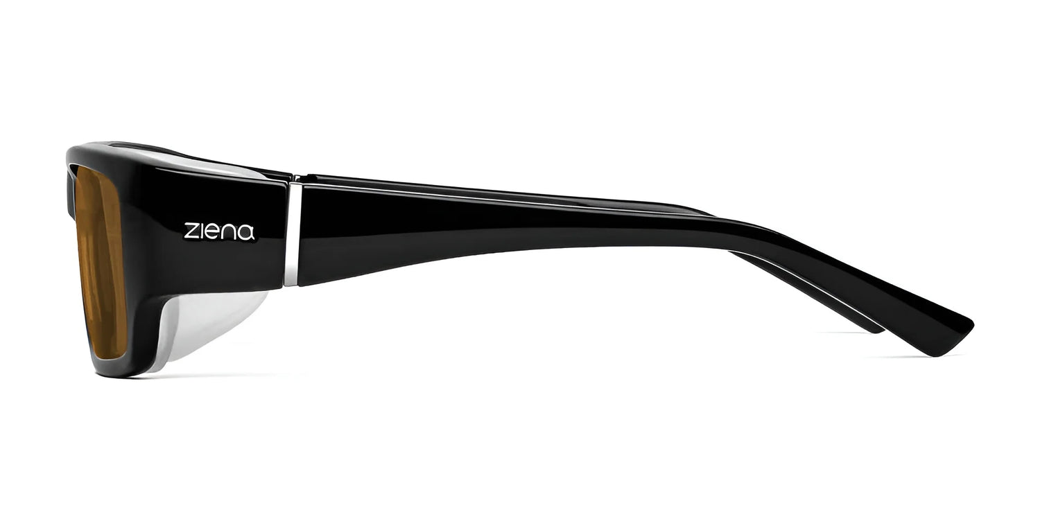 The Ziena Seacrest Sunglasses, Size 54, feature "ziena" branding on a sleek black frame with brown lenses. They offer UV protection and optical clarity for both style and safety. The Ziena Seacrest Sunglasses, Size 54, feature "ziena" branding on a sleek black frame with brown lenses. They offer UV protection and optical clarity for both style and safety.
