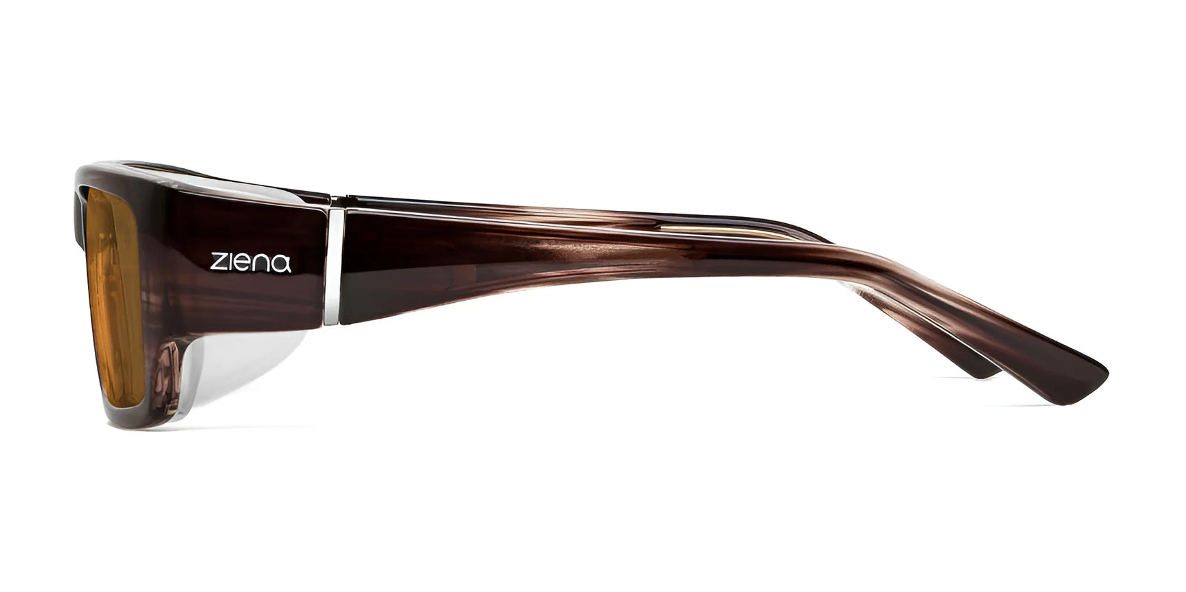 Side view of Ziena Seacrest Sunglasses in brown, size 54, featuring a sleek design with thick arms and exceptional optical clarity lenses. Side view of Ziena Seacrest Sunglasses in brown, size 54, featuring a sleek design with thick arms and exceptional optical clarity lenses.
