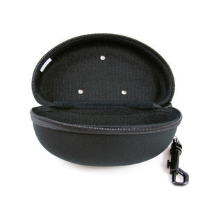 The Barracuda Goggles - Zippered Protective Case is a black molded neoprene case with a high-strength zipper and carabiner clip. It opens to reveal an interior lining, perfectly designed to protect Barracuda goggles while offering style in one sleek package.