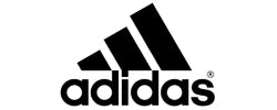 Adidas logo with three black stripes forming a mountain shape above the brand name in lowercase letters.