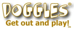 The word "DOGGLES" in quirky font, with "Get out and play!" below in bold letters.