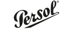 Logo with the word "Persol" in cursive black font, featuring a swooping underline.