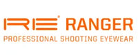 Orange logo for RE Ranger, professional shooting eyewear, with stylized text on a white background.