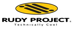 Logo of Rudy Project with a yellow oval featuring black stripes, above the text "RUDY PROJECT Technically Cool".