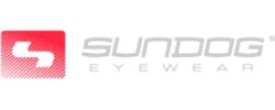 Red and white Sundog Eyewear logo with stylized "S" and gradient background.