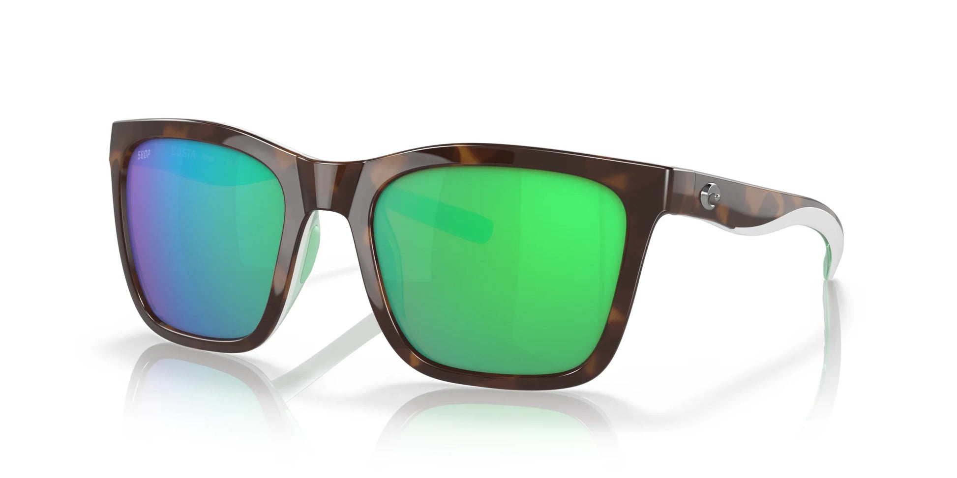 Costa PANGA 6S9037 Sunglasses Shiny Tortoise / White / Seafoam Crystal / Green Mirror