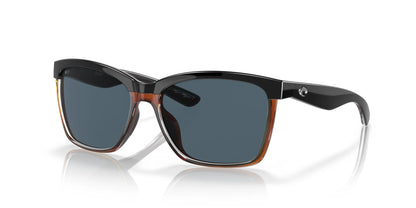 Costa ANAA 6S9053 Sunglasses Shiny Black On Brown / Gray