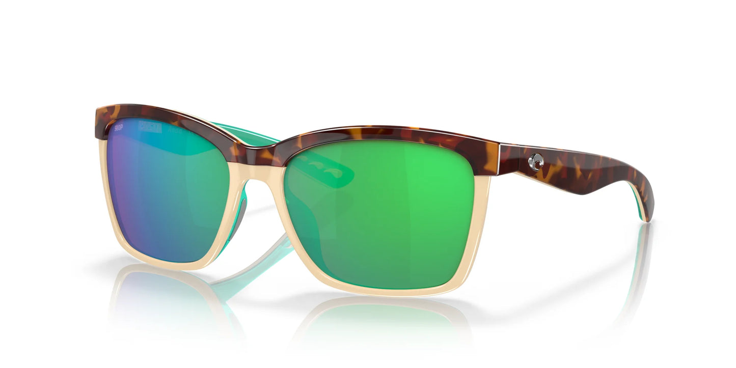 Costa ANAA 6S9053 Sunglasses Shiny Retro Tortoise / Cream / Mint / Green Mirror