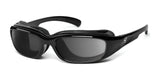 The 7eye Churada Sunglasses | Size 59 by 7eye boast a sleek design with dark lenses offering 100% UVA/UVB protection. Equipped with an AirShield Wind Blocking Foam Eyecup, these black wraparound sunglasses ensure both style and comfort.