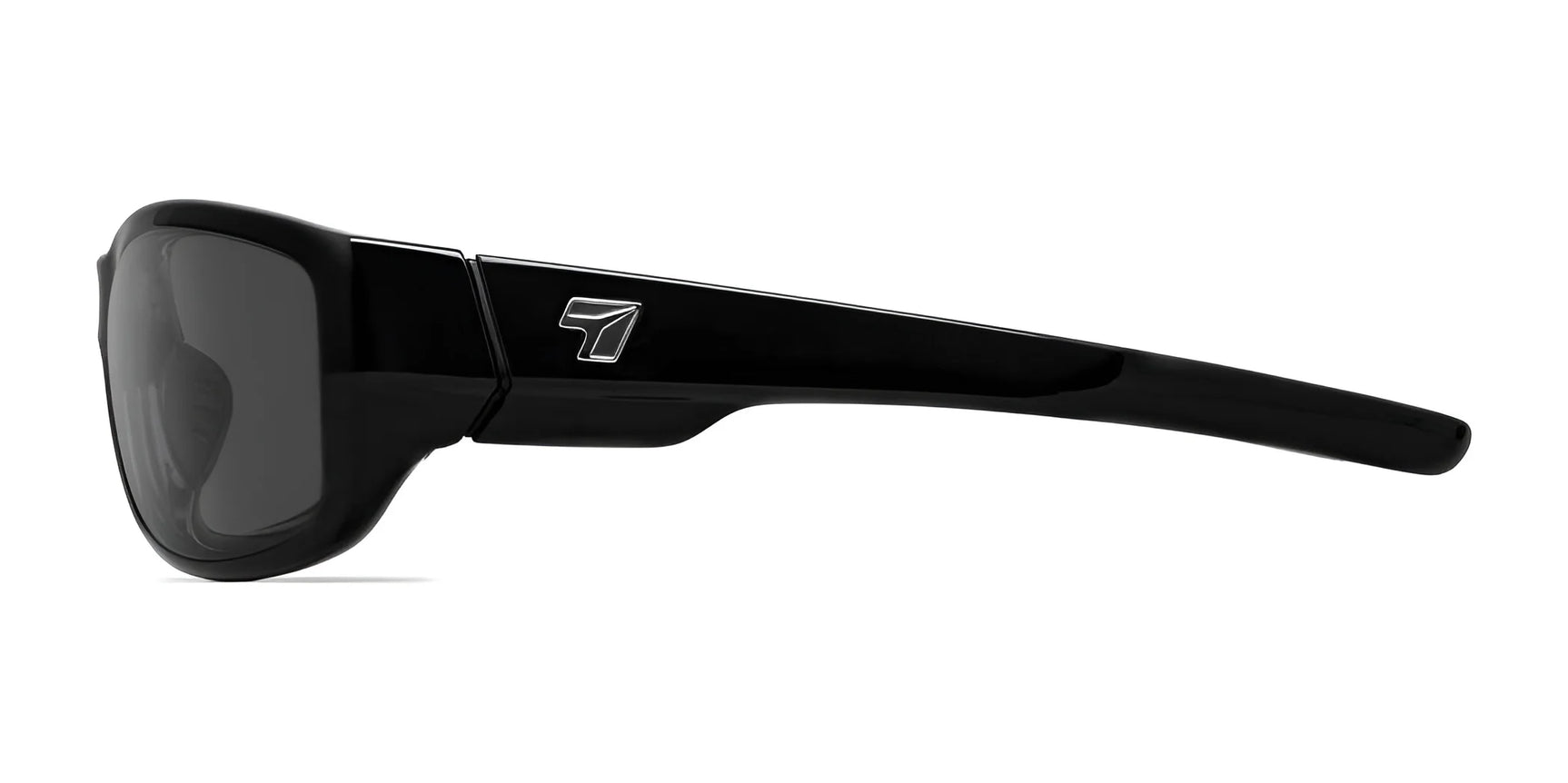 The 7eye Dillon Sunglasses | Size 61 boast black frames, a sleek design, shatter-resistant lenses, and a silver logo on the temple, offering superior UVA/UVB protection.