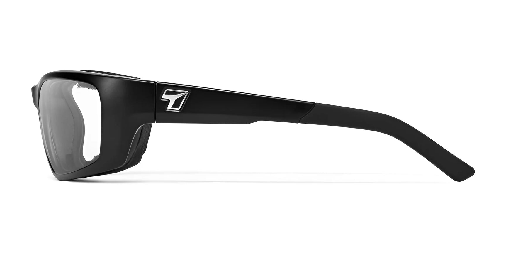 The 7eye Ventus Sunglasses | Size 61 feature a sleek, thick frame with the "7" logo on the arm, offering shatter-resistant gray lenses that ensure superior UVA/UVB protection for enhanced outdoor performance.