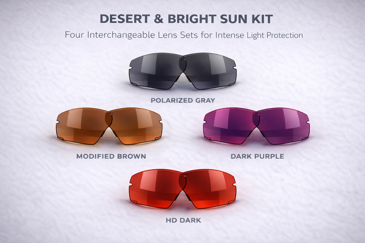 Desert / Bright Sun Kit with Polarized Gray, Modified Brown, Dark Purple, and HD Dark lenses