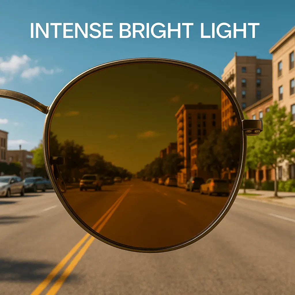 INTENSE BRIGHT LIGHT driving condition seen through Drivewear lenses