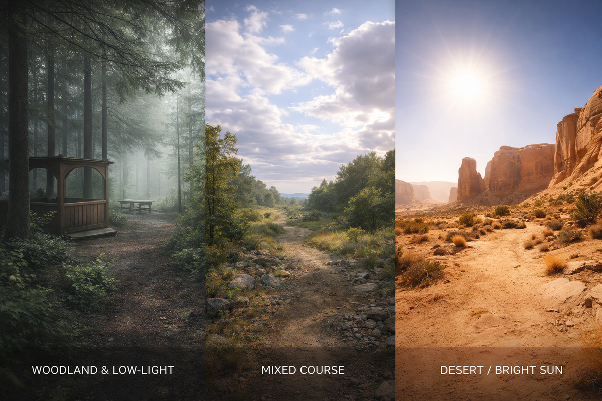 Woodland, Mixed Course, and Desert shooting environments
