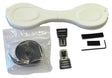 The Repair Kit - Barracuda B300 by Barracuda, including foam pads, plastic buckles, tape, and a hex key, is laid out on a white background for easy goggle repairs.