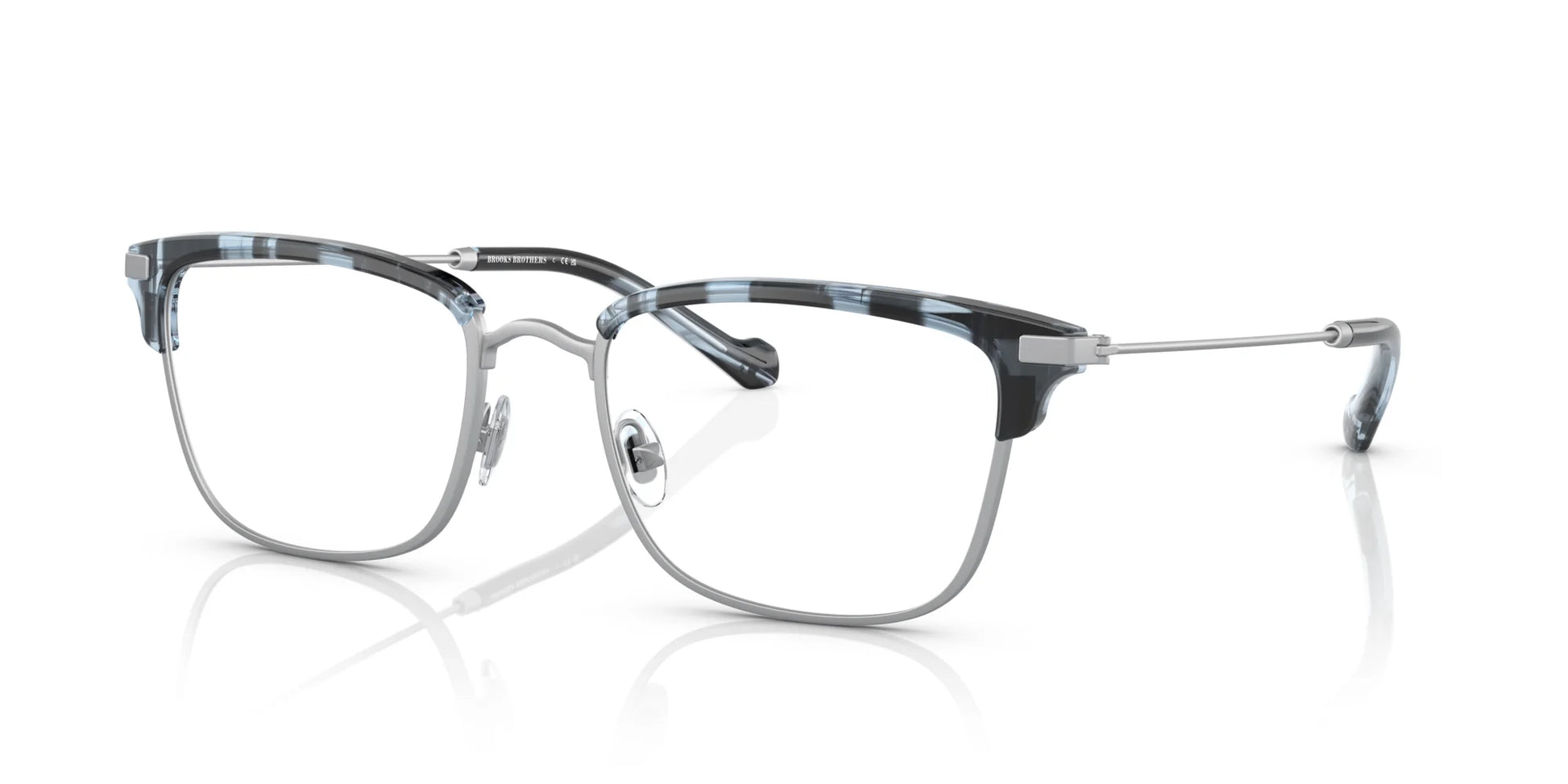 Brooks Brothers BB1101 Eyeglasses Matte Silver / Blue Horn