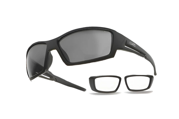 Body Specs MT-3 Matte Black-W/RX Cup Sunglasses / Black Matte / Clear, Smoke Gray