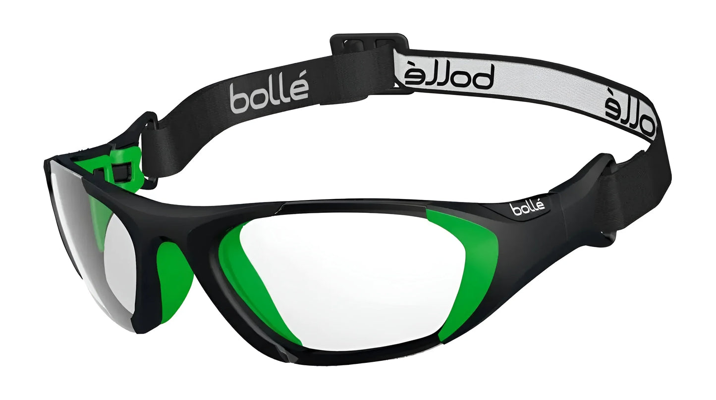 Bolle BALLER STRAP Safety Glasses Black Green Matte / Clear PC Platinum