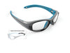Bolle COVERAGE Safety Glasses / Black Blue Variation Matte / Clear PC Platinum / Size 52
