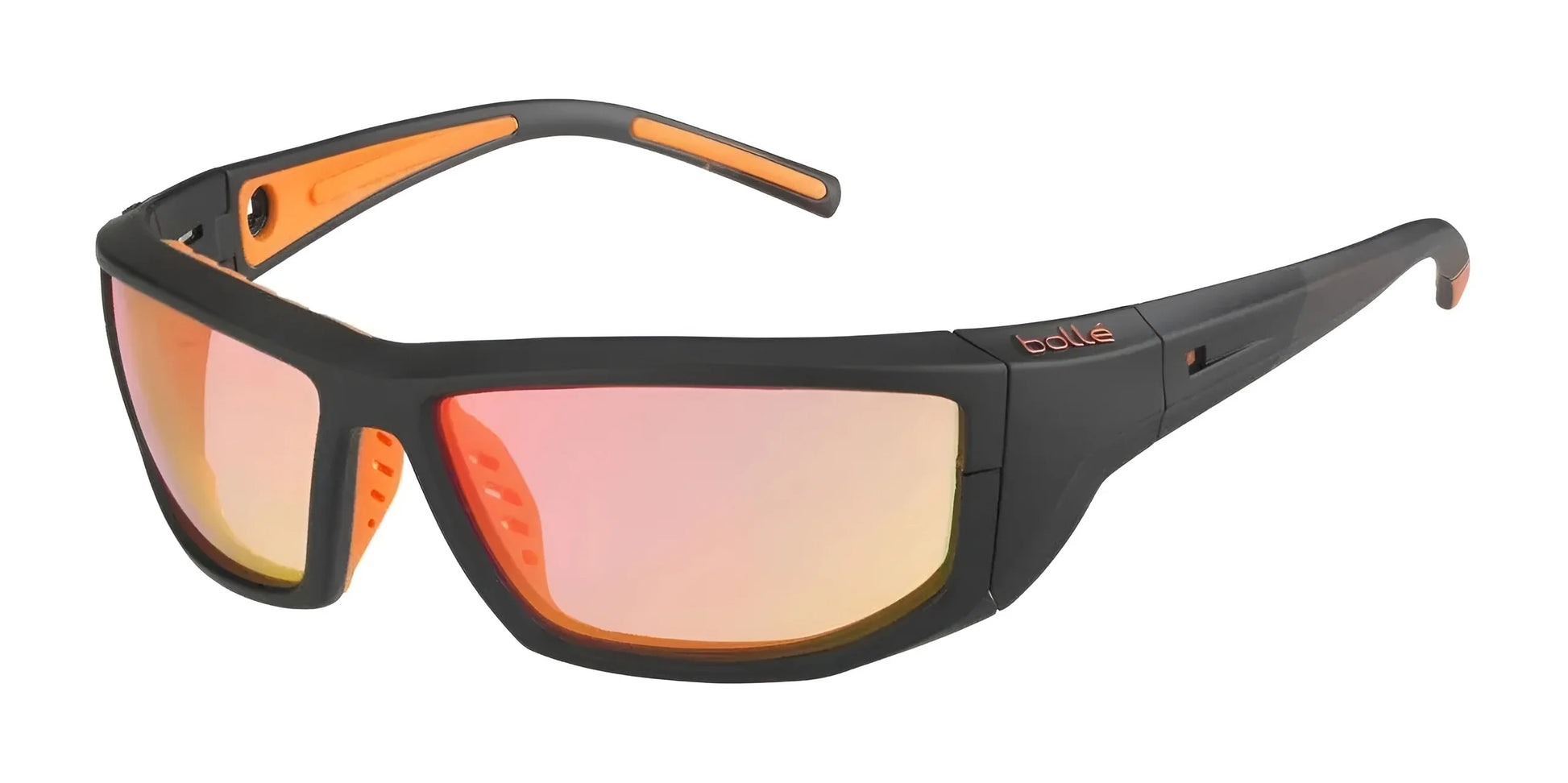 Bolle Playoff Safety Glasses Black Orange Matte / Photochromic PC Flash Fire AF