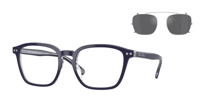 Brooks Brothers BB5049 Eyeglasses with Sun-clips | Size 55 / Navy / Clear / Gunmetal Mirror (3N 11.2%) №61636G