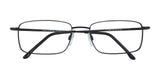 Front view of Cargo's C5018 Eyeglasses with Clip-on Sunglasses showcasing full-rim rectangular black frames equipped with nose pads, set against a white background.