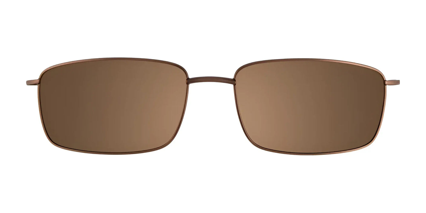 The Cargo C5036 Eyeglasses with Clip-on Sunglasses from Cargo boast a chic rectangular design and feature a sleek metal frame paired with brown-tinted lenses. Ideal for any occasion, these glasses can easily be transformed with a polarized clip-on for added versatility.