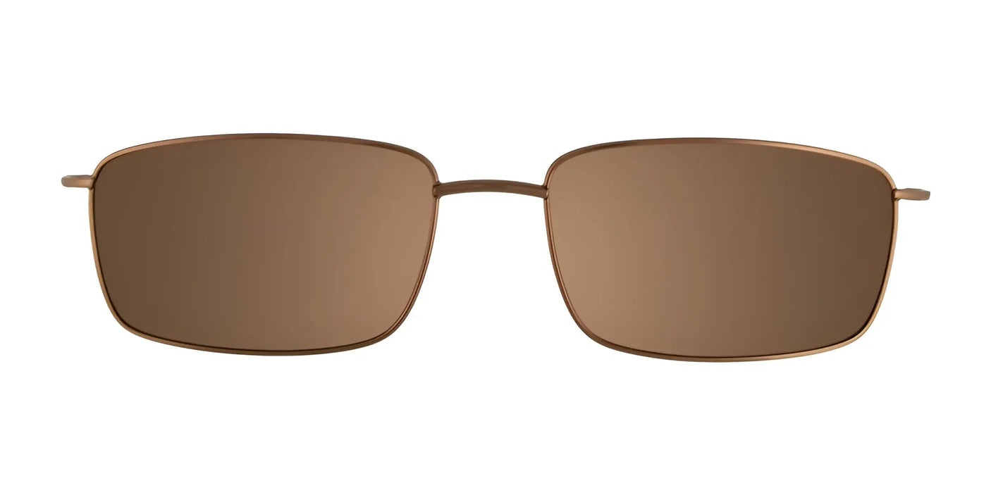 The Cargo C5036 Eyeglasses with Clip-on Sunglasses, in a size 55, offer a sophisticated look with their brown rectangular frame elegantly contrasted against a crisp white background.