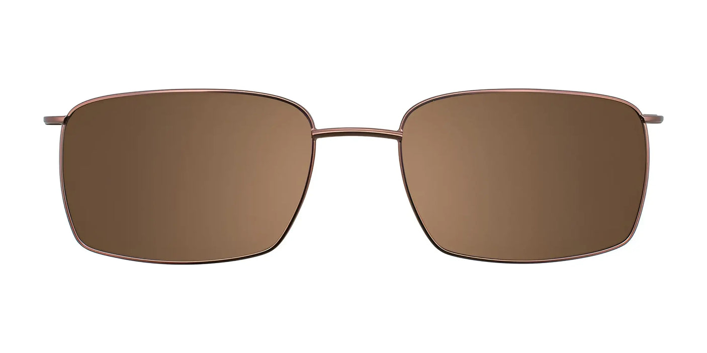 The Cargo C5039 Eyeglasses with Clip-on Sunglasses offer a sleek blend of fashion and functionality, featuring prescription-ready brown rectangular lenses and a thin metal frame.