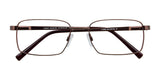 The Cargo C5039 Eyeglasses with Clip-on Sunglasses showcase sleek rectangular metal frames in a polished brown finish and come with adjustable nose pads. They're designed to be prescription ready, providing comfort and clarity for everyday use.