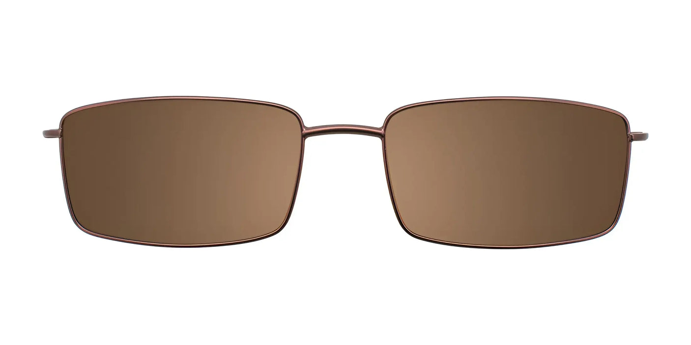 Stylishly designed Cargo C5041 eyeglasses with clip-on sunglasses feature lightweight frames and brown tinted lenses, all in a sleek brown rectangular style, available in size 53.