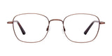 The Cargo C5045 Eyeglasses with Clip-on Sunglasses offer a robust design featuring brown square frames and sleek thin metal construction, all set against a pristine white backdrop.